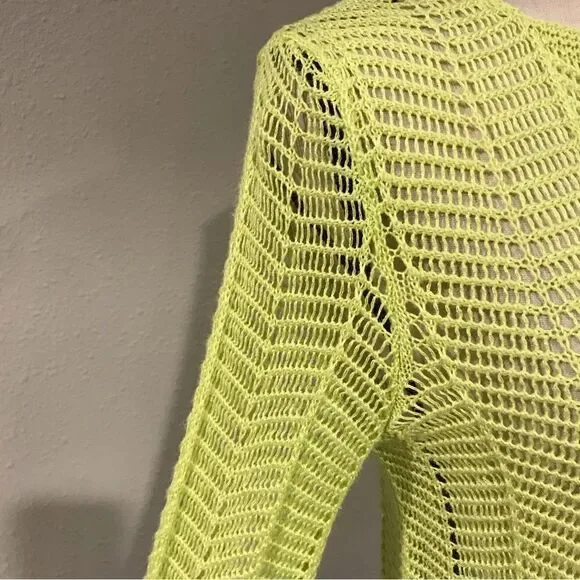 Chico’s lime color open knit sweater - Picture 4 of 12